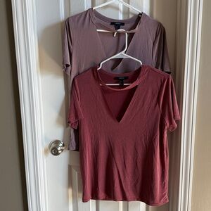Forever 21 Mauve and Rust V-Neck Tops